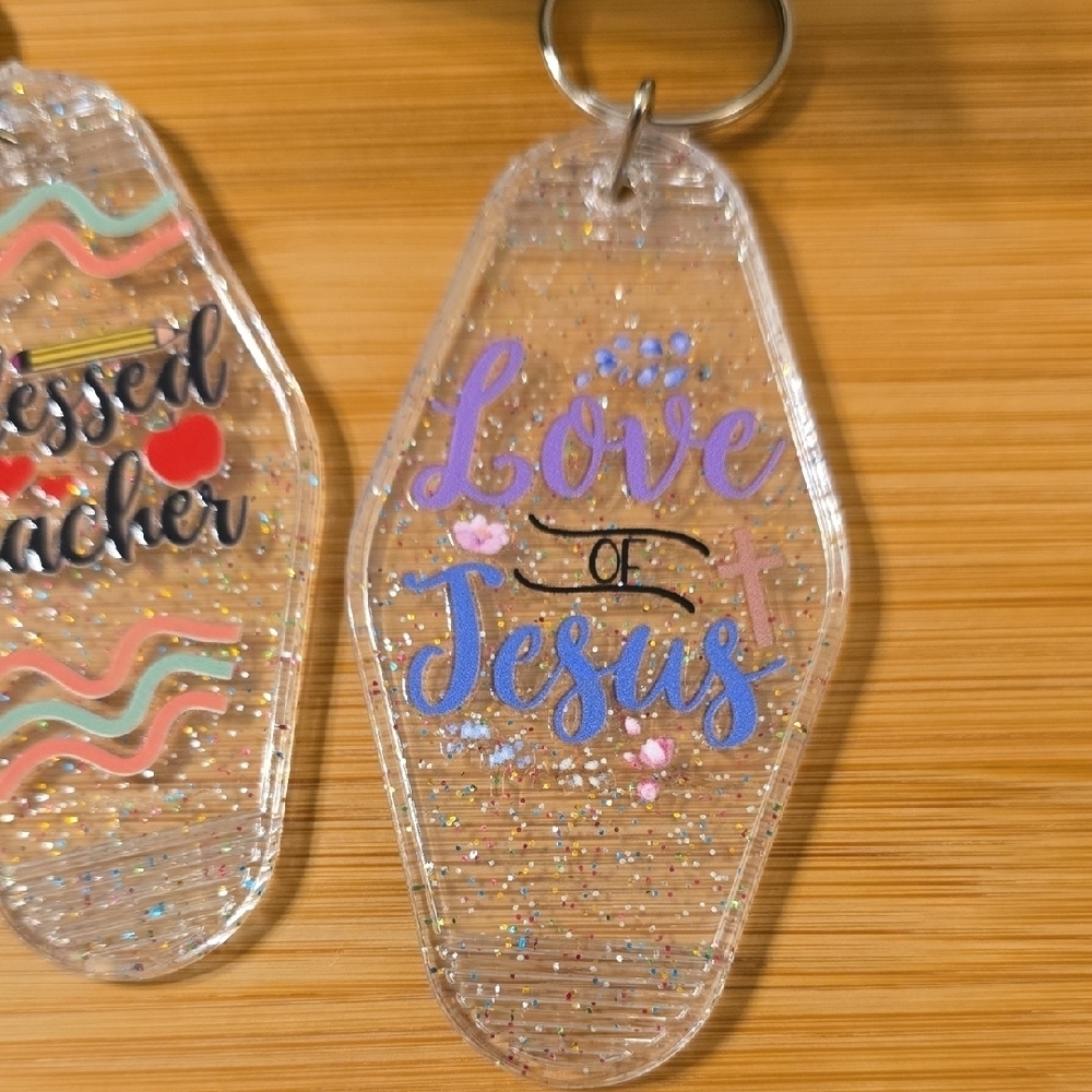 Inspirational Keychain Set with Glitter Accents - Picture 4 of 4
